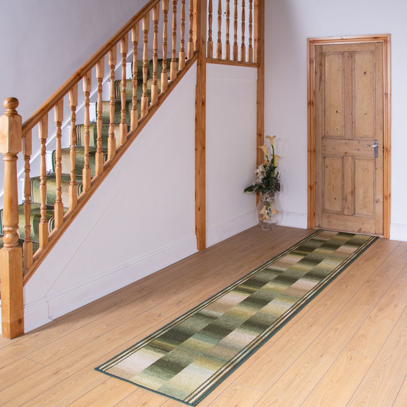 Rosalind Wheeler Almeida Looped Green Hallway Runner Rug Wayfair.co.uk